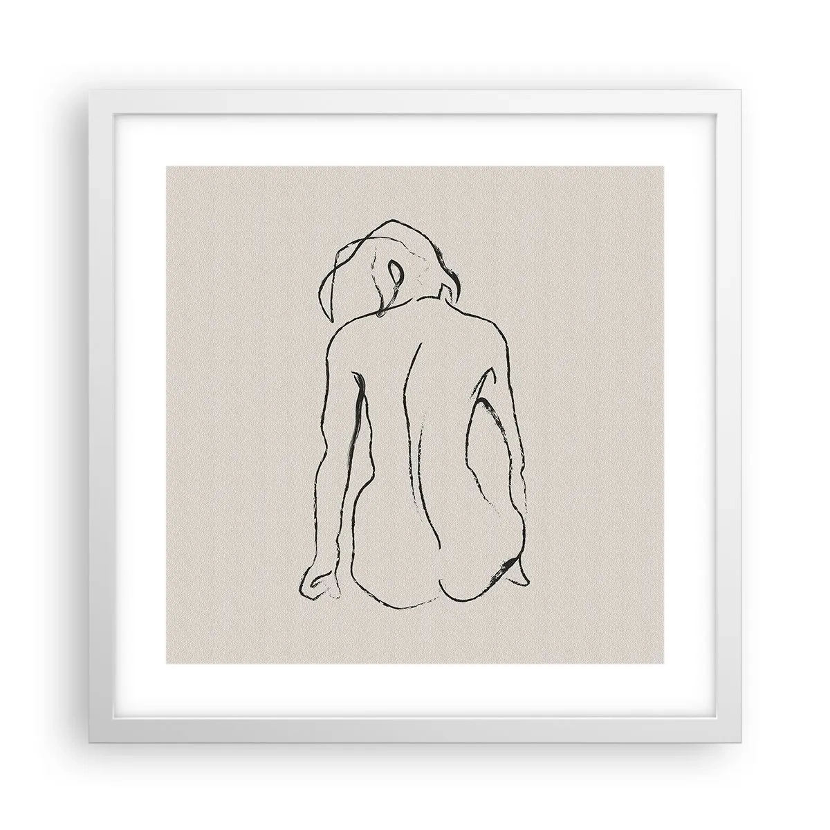 Affiche dans un cadre blanc - Poster - Femme nue - 40x40 cm