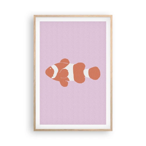 Affiche dans un chêne clair - Poster - En corail sur le visage et la queue - 61x91 cm