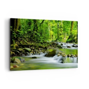 Impression sur toile - Image sur toile - Un ruisseau dans une forêt tropicale luxuriante - 100x70cm - Nager dans un océan de verdure - Décoration murale moderne pour le salon et la chambre ARTTOR