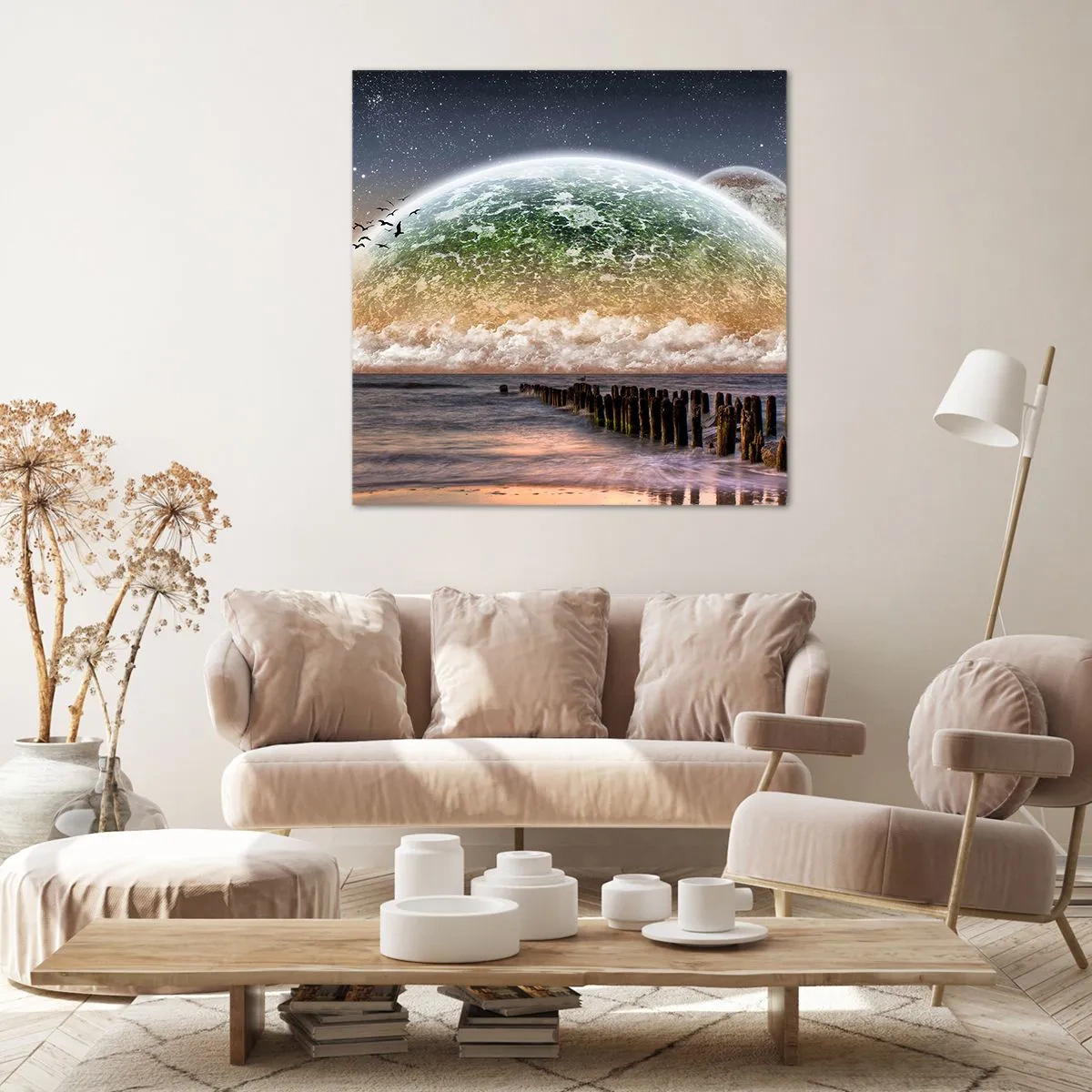 Impression sur toile - Image sur toile - Et le monde est sorti de l'eau - 70x70 cm