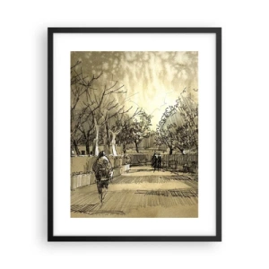 Affiche dans un cadre noir - Poster - Un moment arrêté avec une plume - 40x50 cm