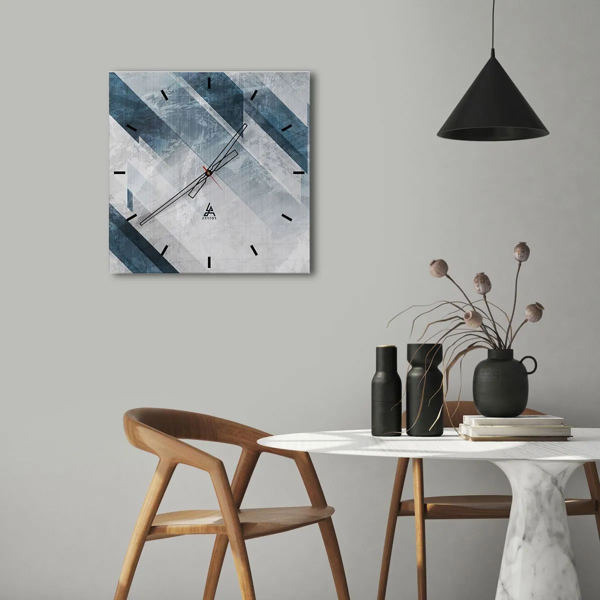 Horloge murale - Pendule murale - Composition spatiale - mouvement gris - 40x40 cm