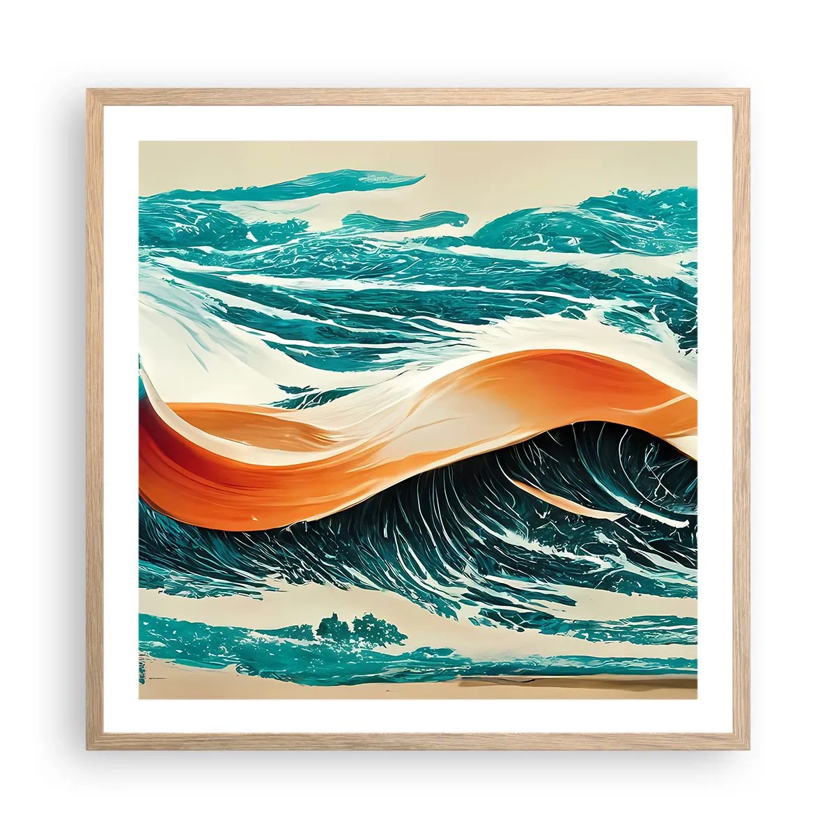 Affiche dans un chêne clair - Poster - Le rêve d'un surfeur - 60x60 cm