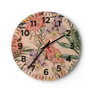 Horloge murale - Pendule murale - Ballet rose dans les fleurs - 40x40 cm