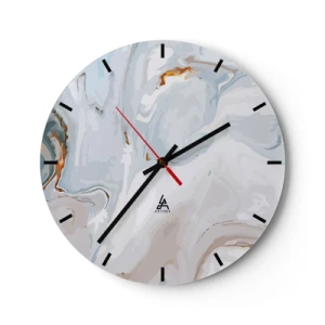 Horloge murale - Pendule murale - Un motif abstrait dans des tons de bleu, gris et beige avec une touche d'or. - 30x30cm - Blanc surélevé - Décoration murale moderne pour le salon, la cuisine et la chambre ARTTOR