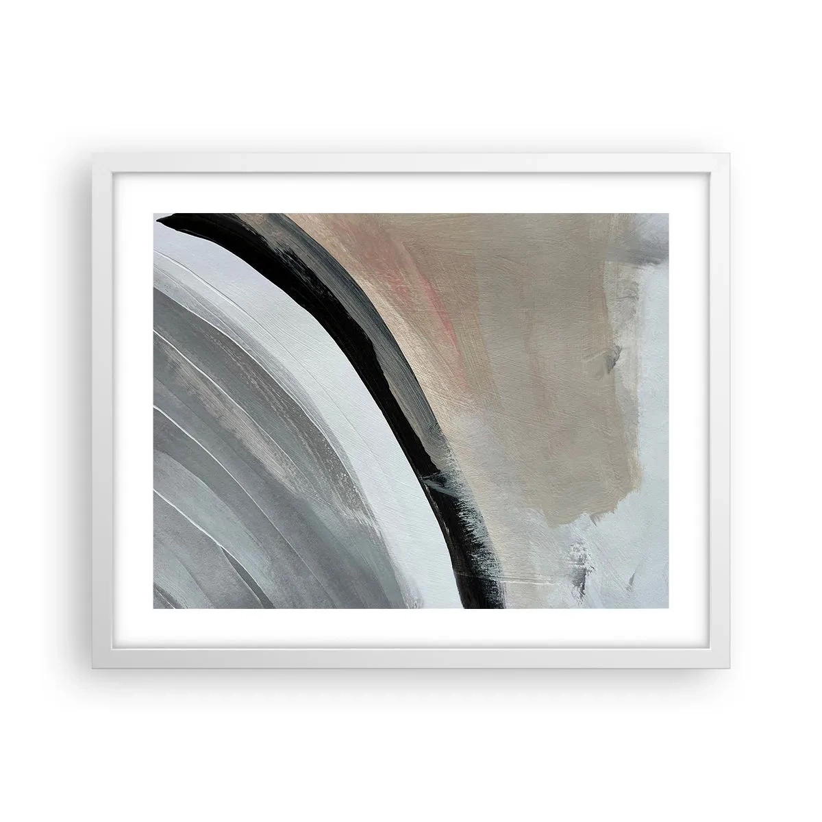 Affiche dans un cadre blanc - Poster - Composition : arc de noir et gris - 50x40 cm