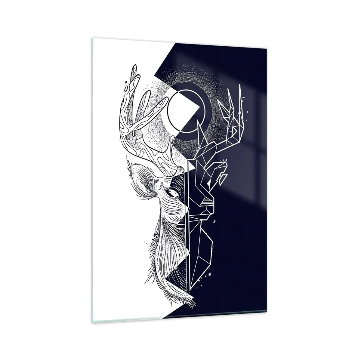 Impression sur verre - Image sur verre - Géométrie et nature dans une composition symbolique - 80x120cm - La lutte et l'unité des contraires - Décoration murale moderne pour le salon et la chambre ARTTOR