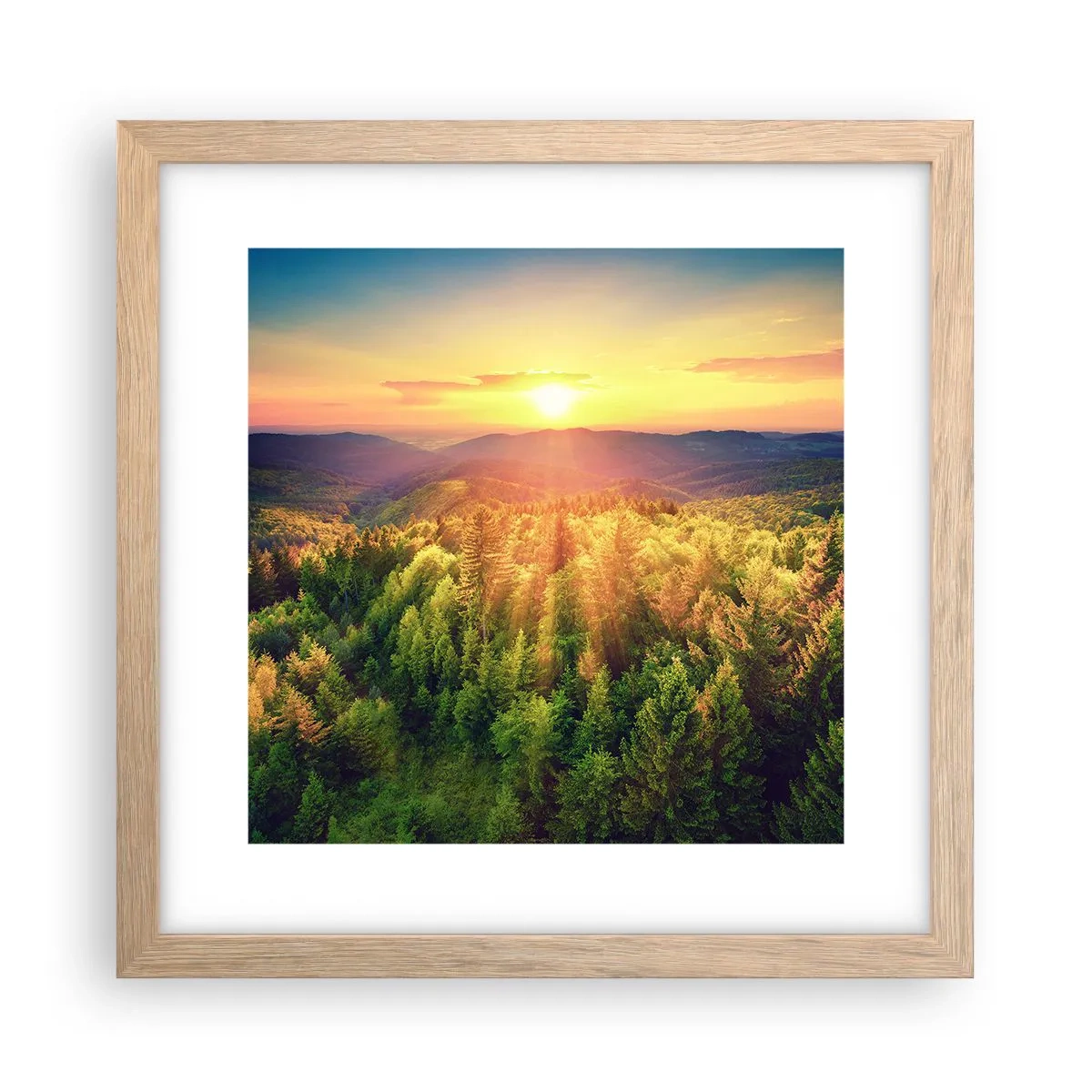 Affiche dans un chêne clair - Poster - Monts et sommets - 30x30 cm