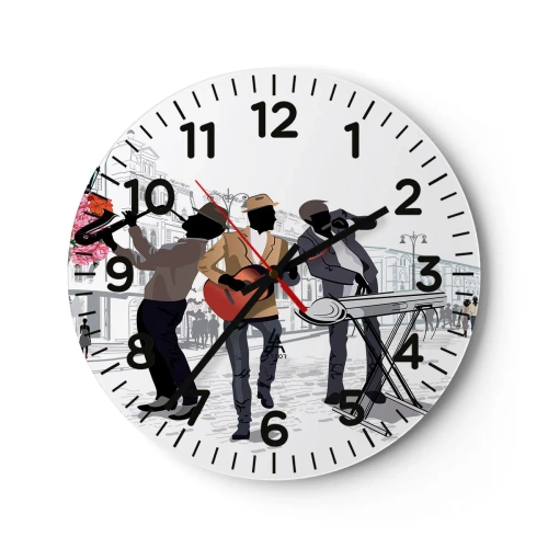 Horloge murale - Pendule murale - Musique de rue - 30x30 cm