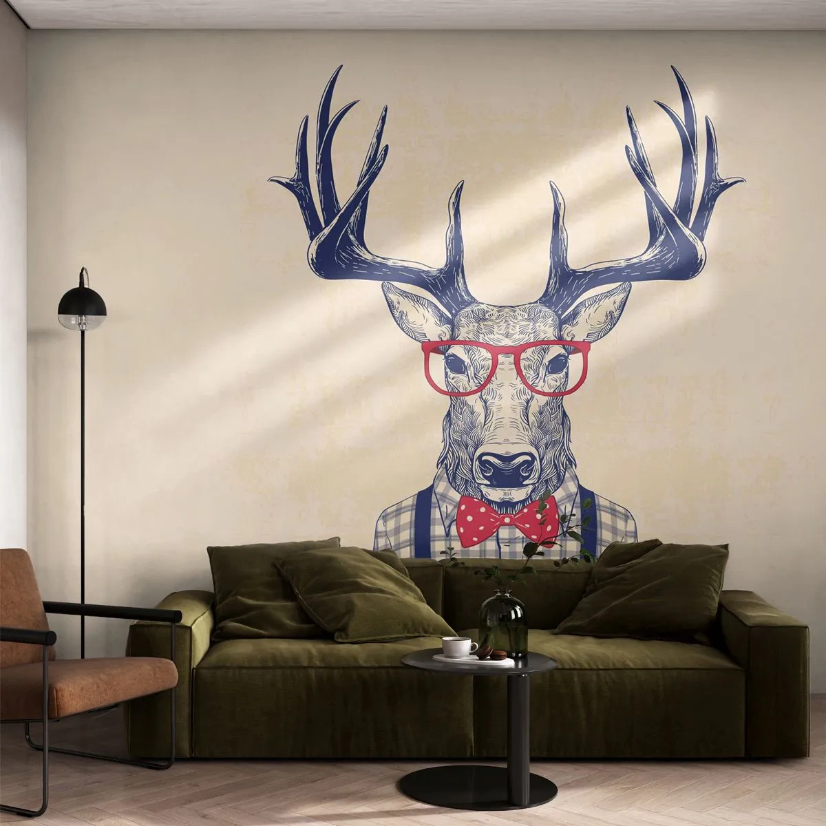 Papier Peint Photo Standard Eco - Une extravagance amusante - Abstraction, Cerf, Hipster - 200x140 cm
