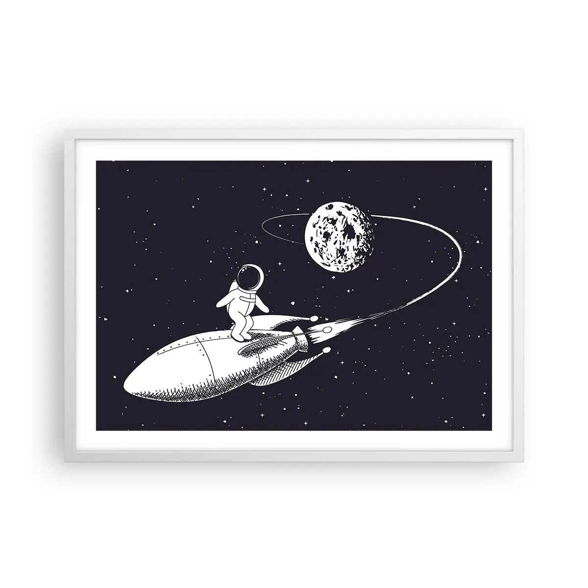 Affiche dans un cadre blanc - Poster - Surfeur de l'espace - 70x50 cm
