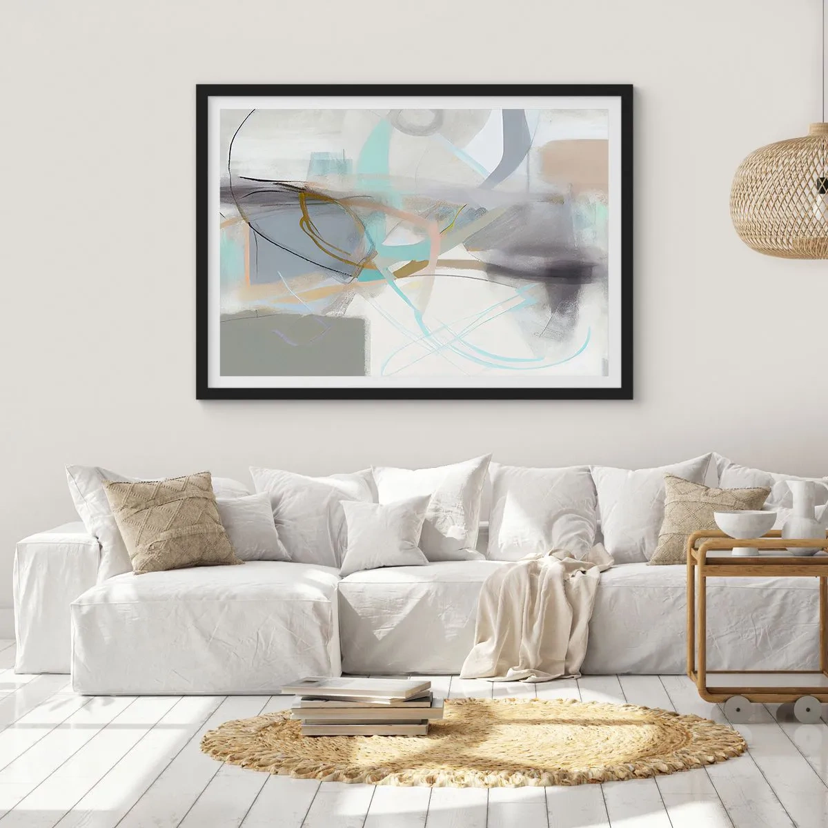 Affiche dans un cadre noir - Poster - Abstraction brumeuse - 91x61 cm