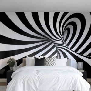 Papier Peint Photo Standard Eco - Composition : espace de danse - Abstraction, 3D, Noir et blanc - 250x175 cm