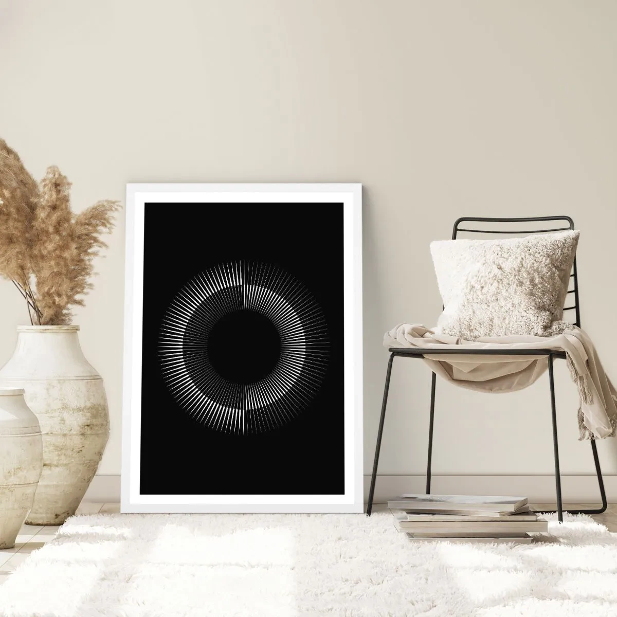 Affiche dans un cadre blanc - Poster - Soleil noir - 50x70 cm