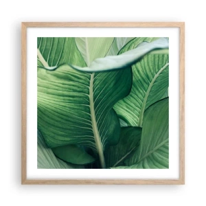 Affiche dans un chêne clair - Poster - Une vie intensément verte - 50x50 cm