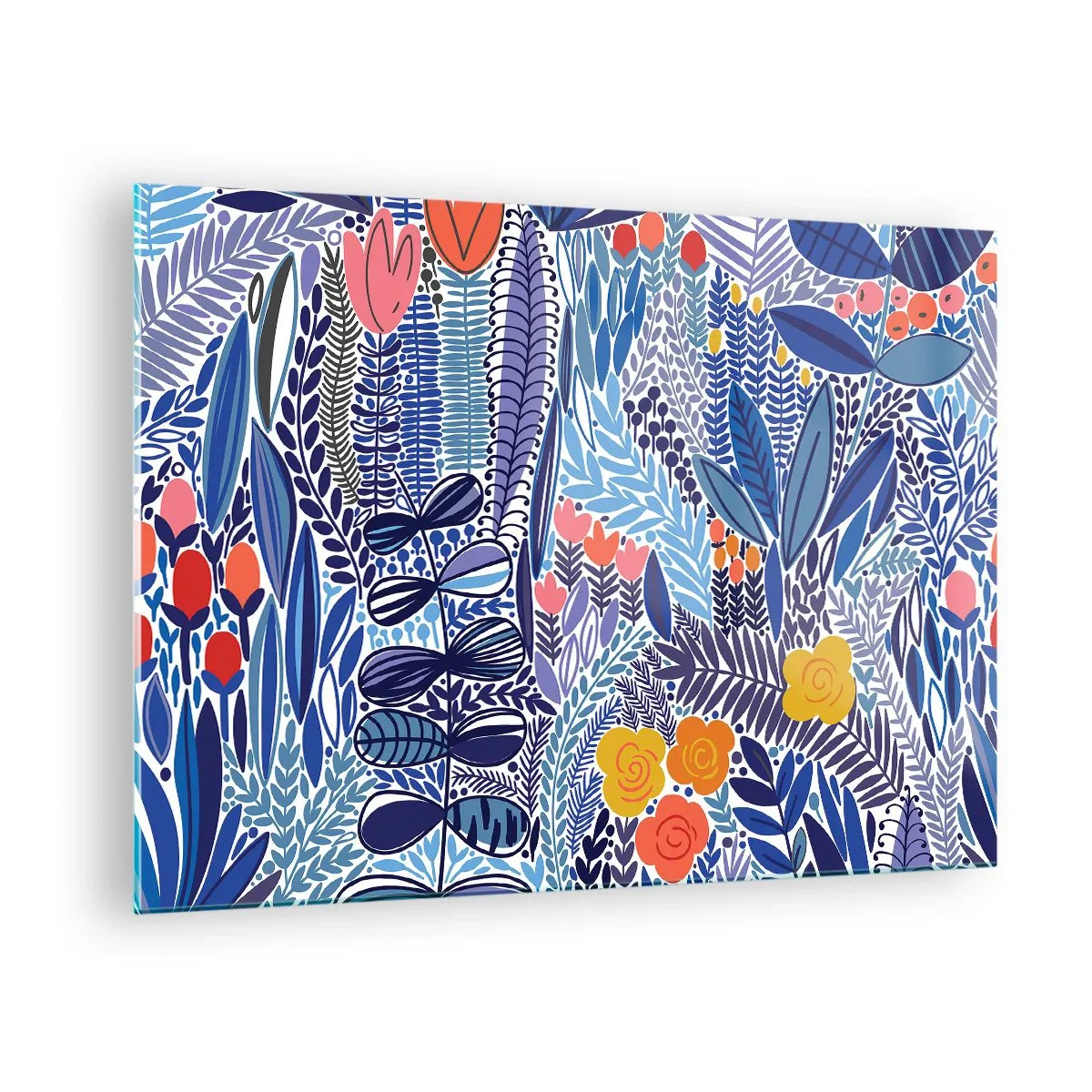Impression sur verre - Image sur verre - Une composition végétale colorée de style tropical - 70x50cm - Jardin hawaïen - Décoration murale moderne pour le salon et la chambre ARTTOR