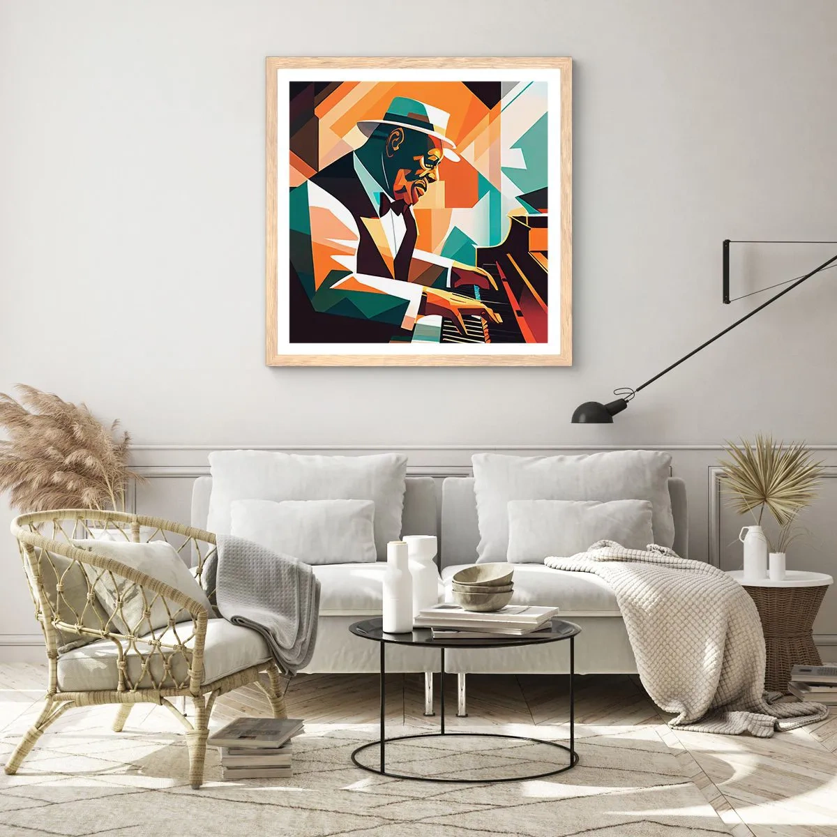 Affiche dans un chêne clair - Poster - C’est tout le jazz - 50x50 cm