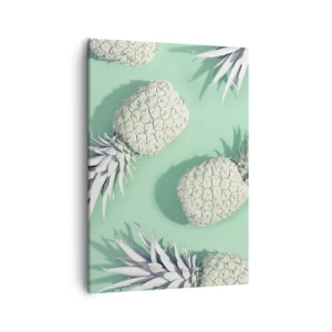 Impression sur toile - Image sur toile - Ananas blancs sur fond pastel dans un style minimaliste - 50x70cm - Ils se combinent très bien avec la menthe - Décoration murale moderne pour le salon et la chambre ARTTOR