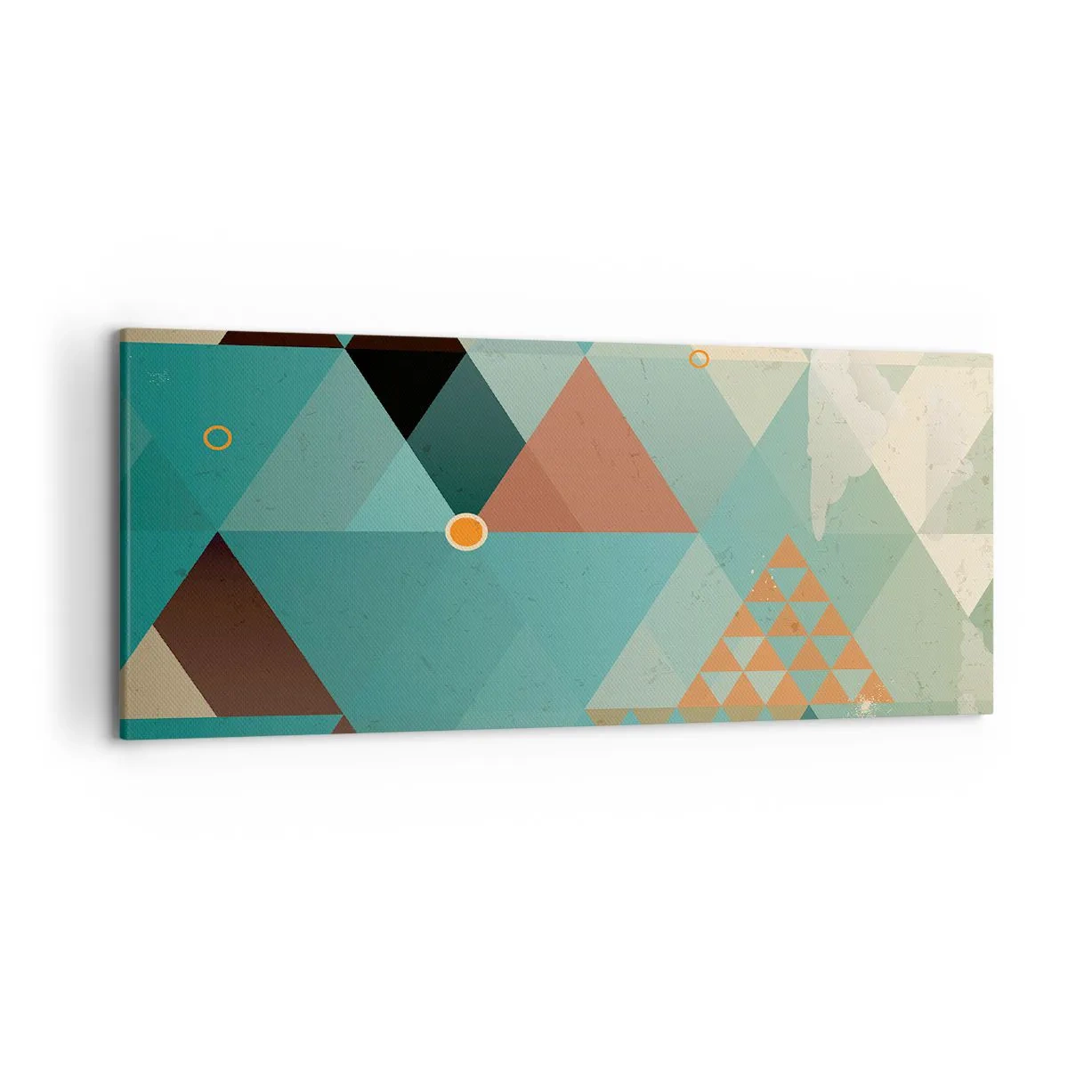 Impression sur toile - Image sur toile - Motifs géométriques dans les tons turquoise et marron - 120x50cm - Unité de la multiplicité, multiplicité de l'unité - Décoration murale moderne pour le salon et la chambre ARTTOR