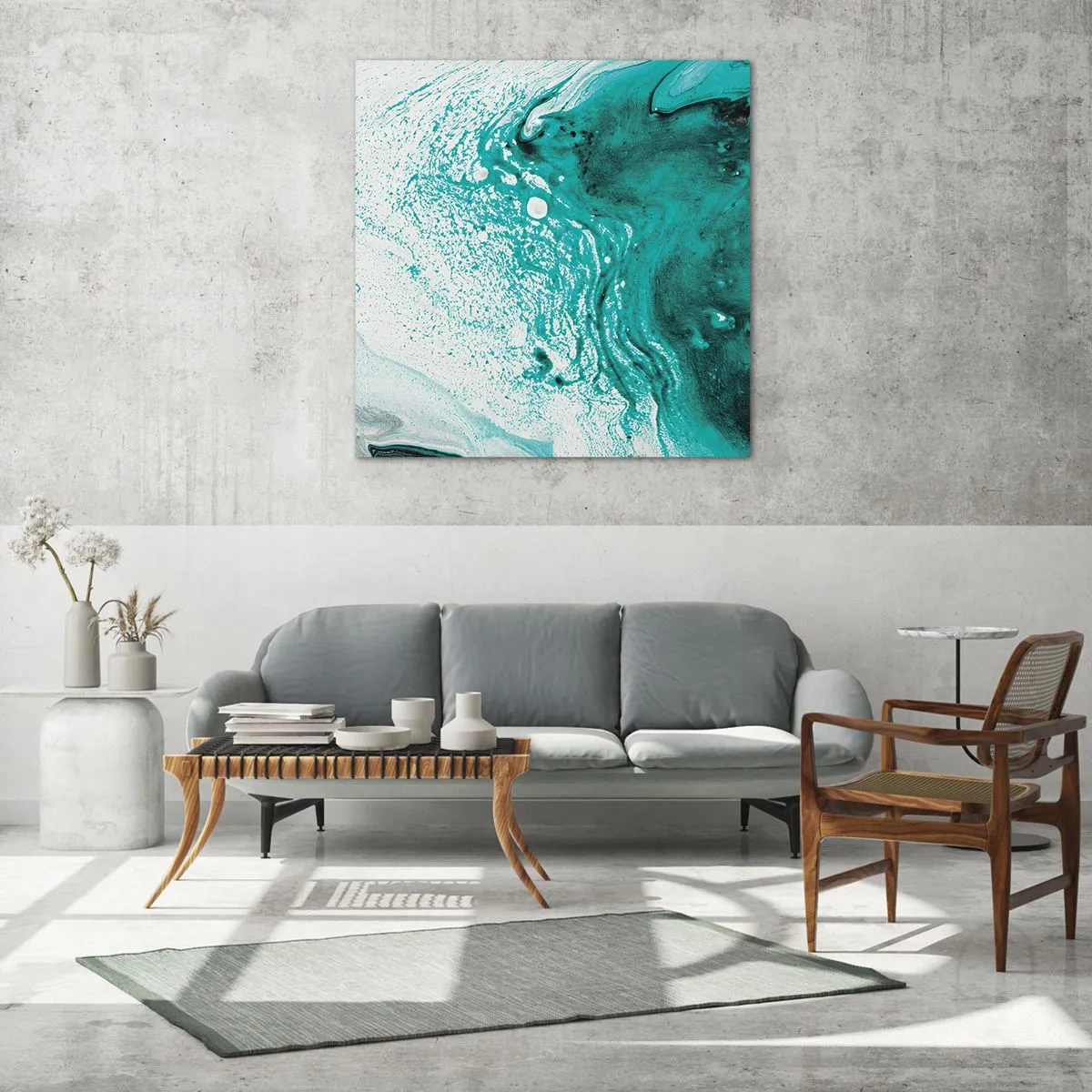 Impression sur verre - Image sur verre - Se fondre dans le bleu et le turquoise - 60x60 cm