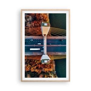 Affiche dans un chêne clair - Poster - Au dessus de l'eau et de la forêt - 61x91 cm