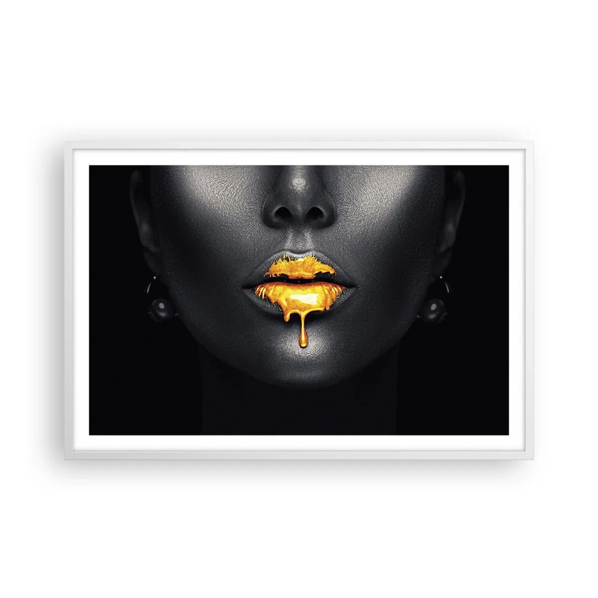 Affiche dans un cadre blanc - Poster - Bouche d'or - 91x61 cm