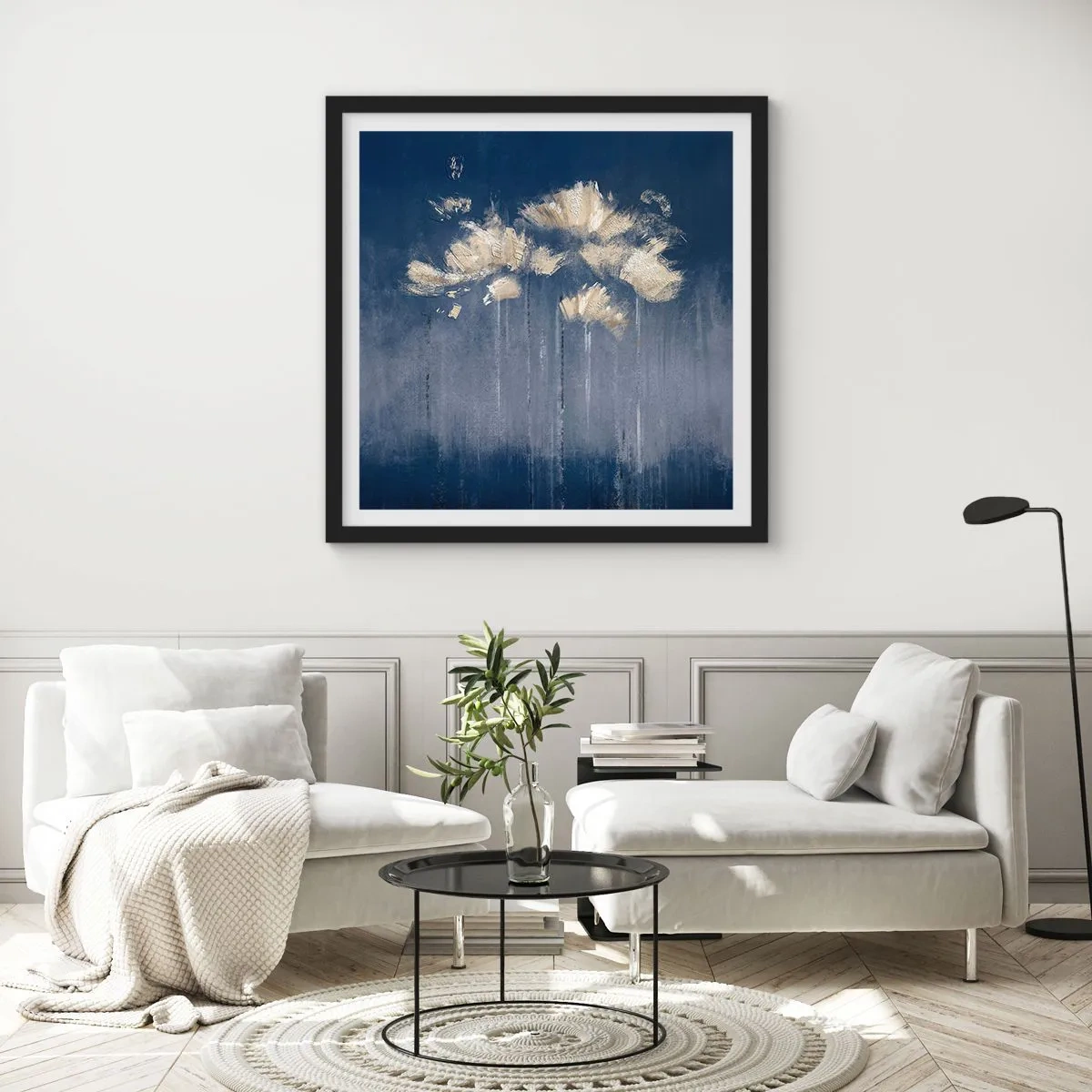 Affiche dans un cadre noir - Poster - Comme des pétales au vent - 50x50 cm