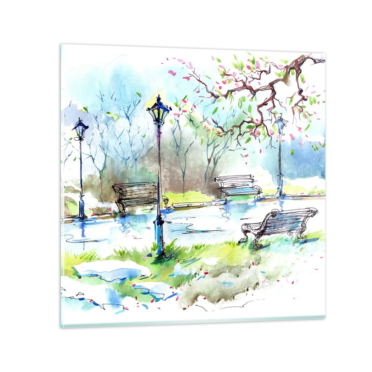 Impression sur verre - Image sur verre - Le charme du silence d'un parc - 30x30 cm