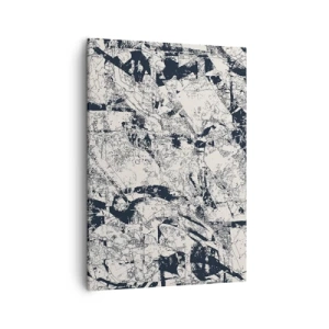 Impression sur toile - Image sur toile - Composition abstraite en noir et blanc avec une mise en page dynamique - 50x70cm - Interpénétration des contraires - Décoration murale moderne pour le salon et la chambre ARTTOR