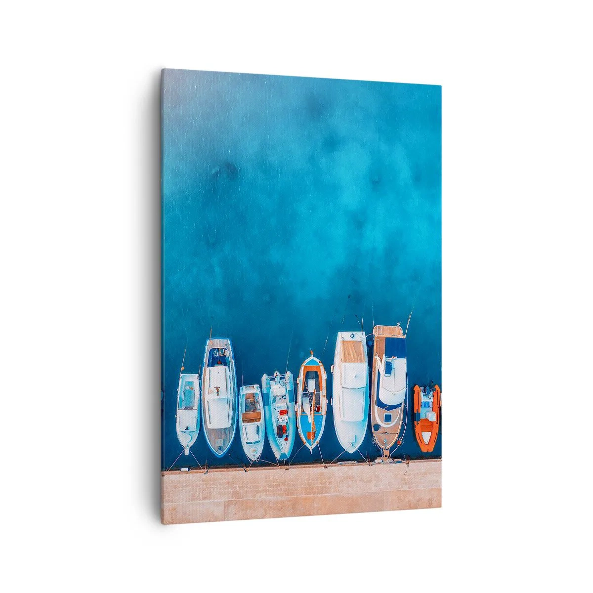 Impression sur toile - Image sur toile - Bateaux amarrés au rivage contre l'eau bleue - 70x100cm - En une seule fois - Décoration murale moderne pour le salon et la chambre ARTTOR