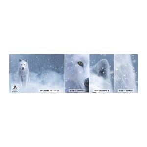 Échantillon de Papier Peint Autocollant Deluxe Sticker - Dans une âme d'hiver - Loup blanc, Animaux, Hiver - 100x30 cm