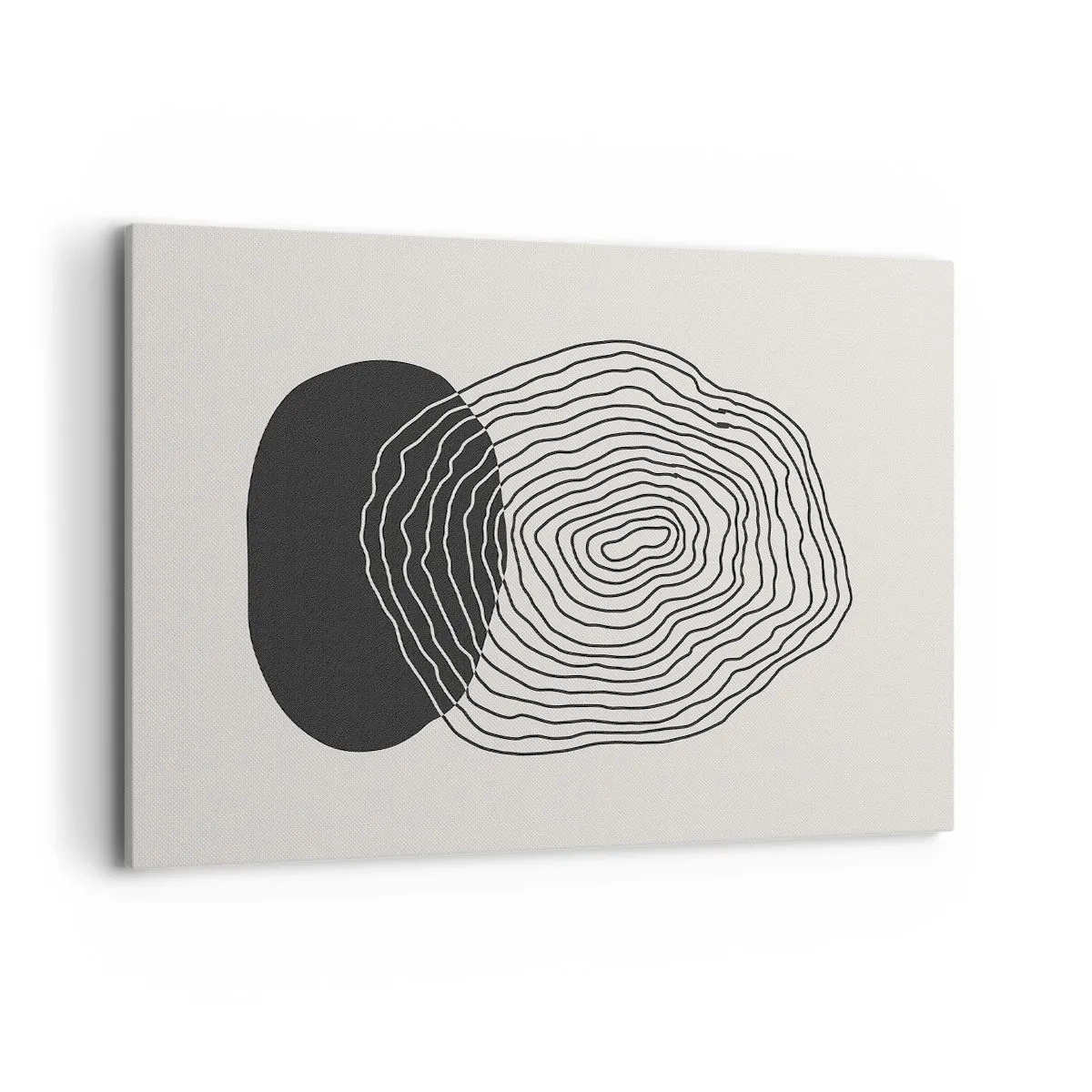 Impression sur toile - Image sur toile - Motif abstrait avec des lignes et des formes en noir et blanc - 100x70cm - Durabilité et oscillation - Décoration murale moderne pour le salon et la chambre ARTTOR