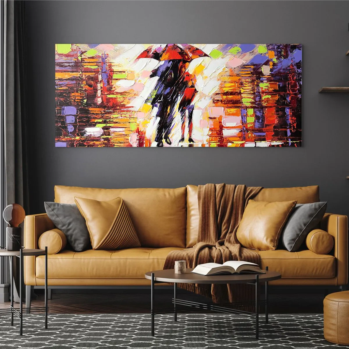 Impression sur verre - Image sur verre - Ensemble à travers la nuit et la pluie - 90x30 cm