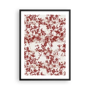 Affiche dans un cadre noir - Poster - Des accents floraux rouges sur un fond clair - 50x70cm - Comme un calicot ancien - Décoration murale moderne pour le salon et la chambre ARTTOR