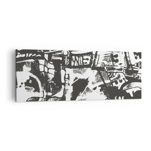 Impression sur toile - Image sur toile - Motif rétro monochrome abstrait - 140x50cm - Ordre ou chaos? - Décoration murale moderne pour le salon et la chambre ARTTOR