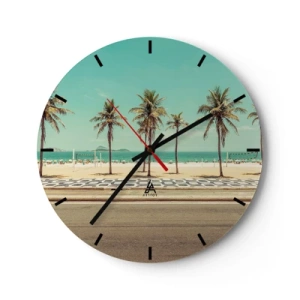 Horloge murale - Pendule murale - Des palmiers et une plage avec une promenade au bord de la mer turquoise - 30x30cm - Gardien de plage - Décoration murale moderne pour le salon, la cuisine et la chambre ARTTOR