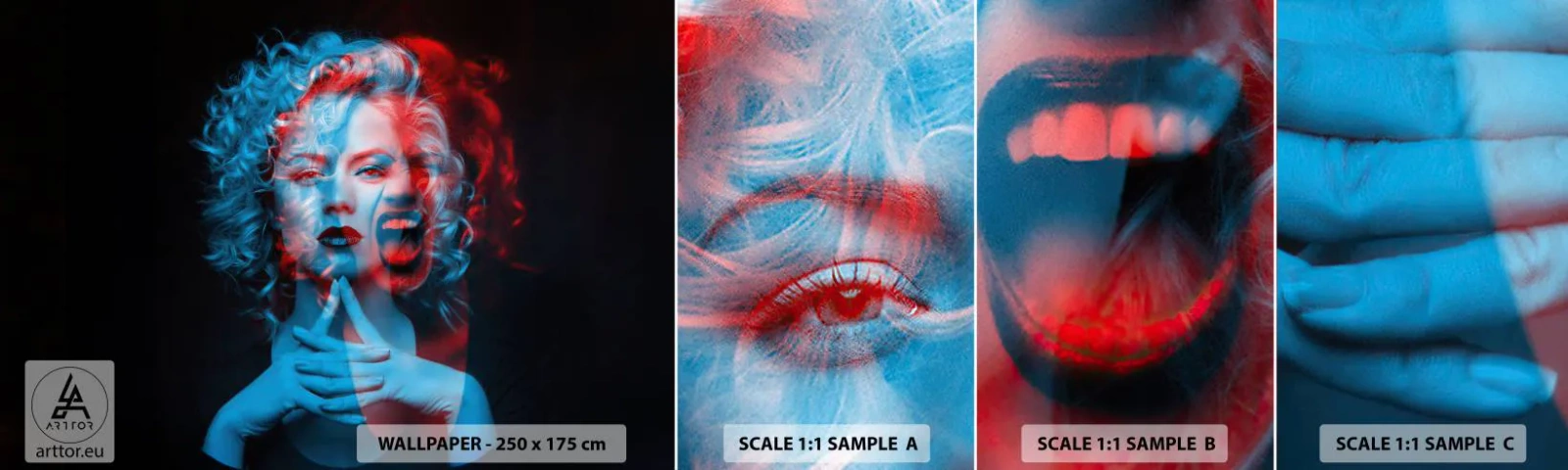 Échantillon de Papier Peint Autocollant Deluxe Sticker - Alter ego - Abstraction, Femme, Visage de femme - 100x30 cm