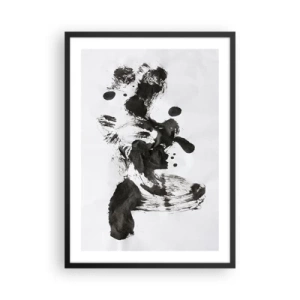 Affiche dans un cadre noir - Poster - Abstraction en noir et blanc dans le style de l'expressionnisme - 50x70cm - De la méthode dans la folie ? - Décoration murale moderne pour le salon et la chambre ARTTOR