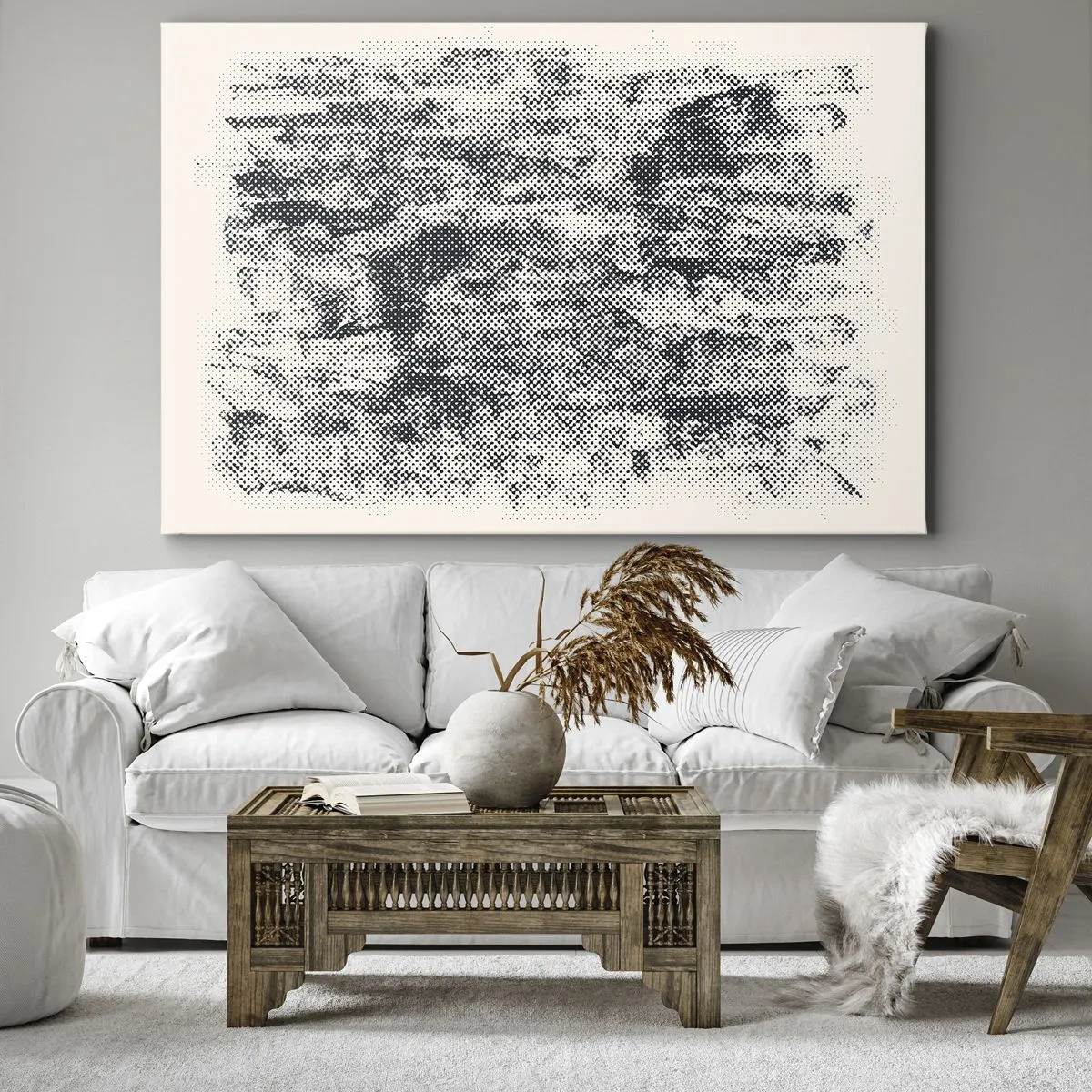 Impression sur toile - Image sur toile - Composition brumeuse abstraite dans des tons de gris - 120x80cm - Composition brumeuse - Décoration murale moderne pour le salon et la chambre ARTTOR