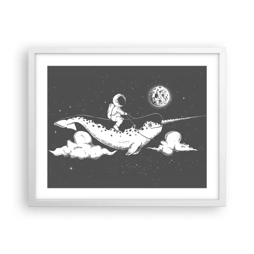 Affiche dans un cadre blanc - Poster - Cavalier de l'espace - 50x40 cm