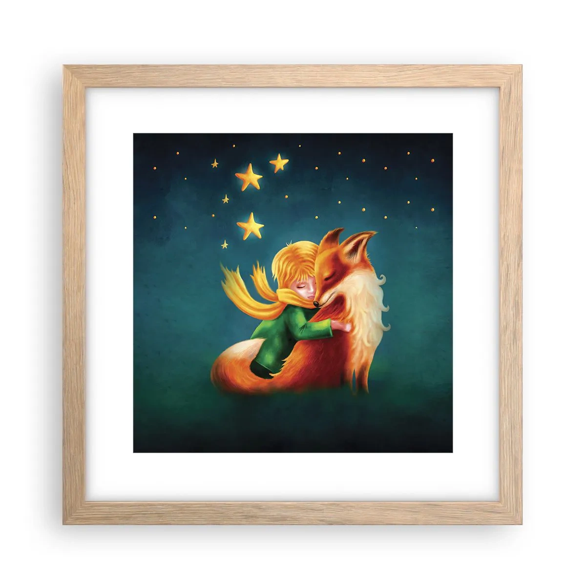 Affiche dans un chêne clair - Poster - Petit Prince - 30x30 cm