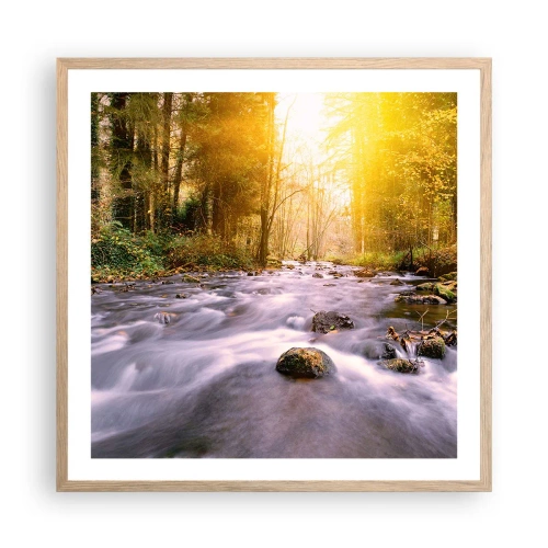 Affiche dans un chêne clair - Poster - Malachite dans un cadre argent et or - 60x60 cm