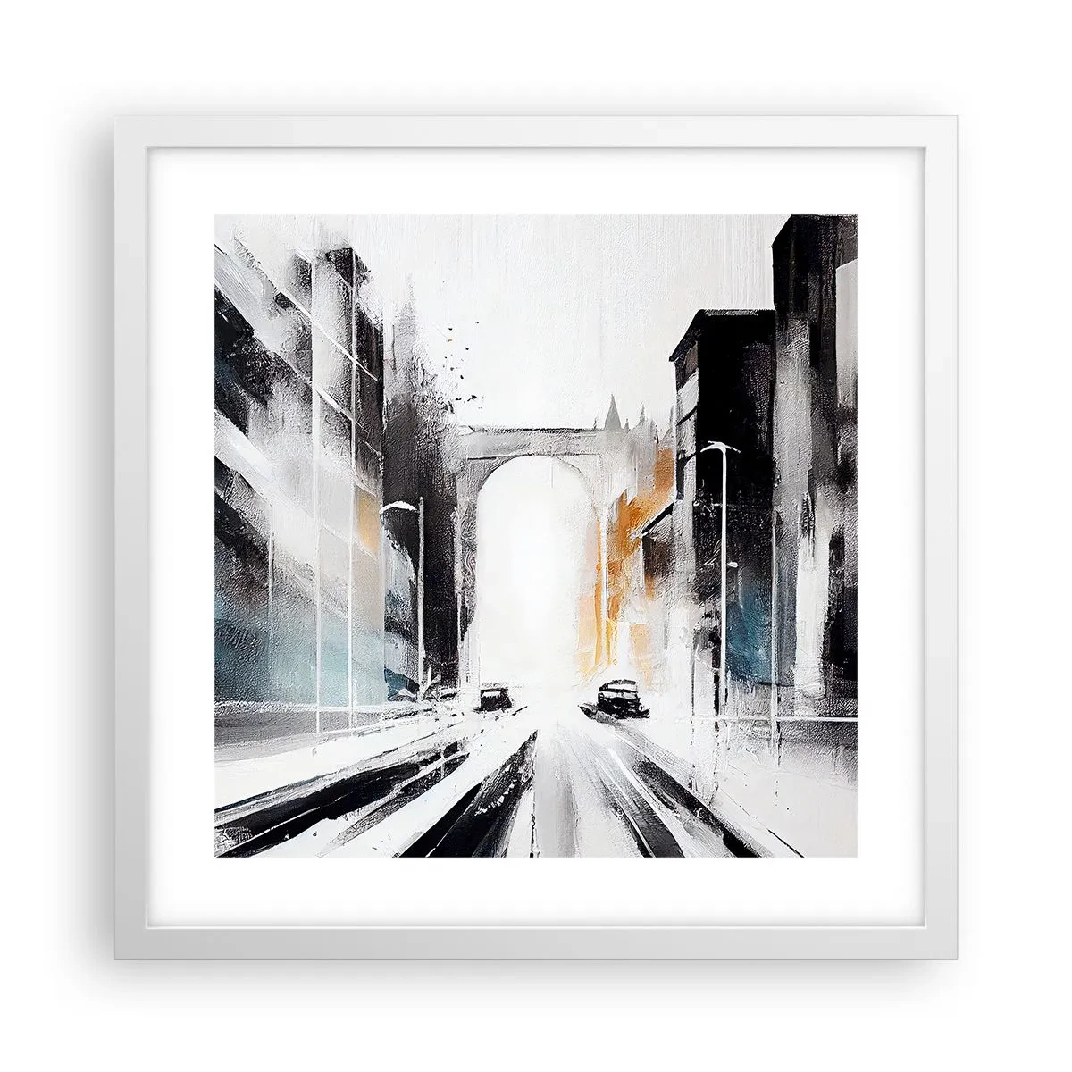 Affiche dans un cadre blanc - Poster - Étude de ville : architecture et mouvement - 40x40 cm