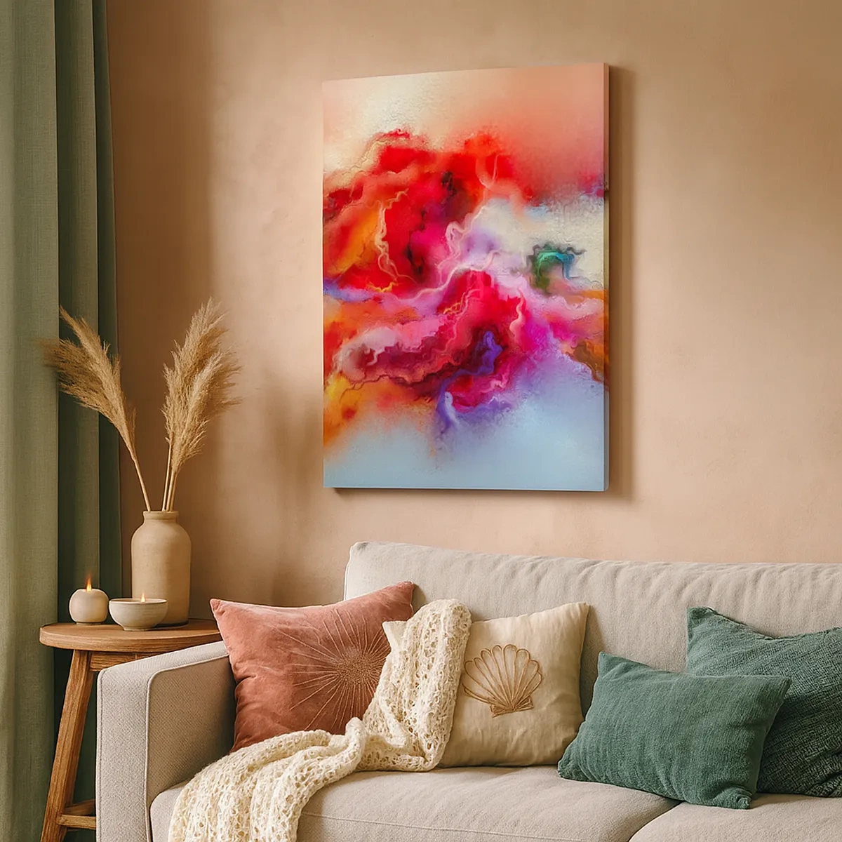 Impression sur toile - Image sur toile - Abstraction colorée avec une composition dynamique - 50x70cm - Comment attraper des rêves - fumée - Décoration murale moderne pour le salon et la chambre ARTTOR