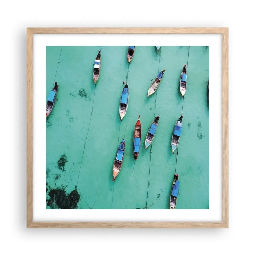 Affiche dans un chêne clair - Poster - Dans une attente jouyeuse - 50x50 cm