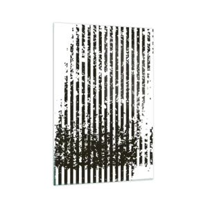 Impression sur verre - Image sur verre - Lignes abstraites avec un effet vieilli en noir et blanc - 70x100cm - Rythme et bruissement - Décoration murale moderne pour le salon et la chambre ARTTOR