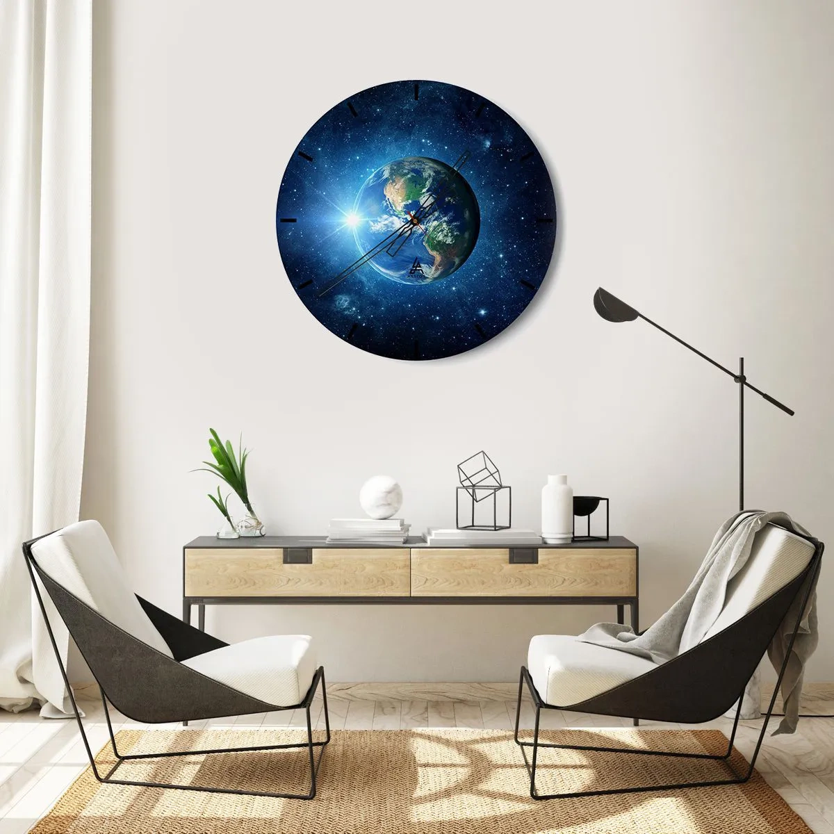 Horloge murale - Pendule murale - Vue de la Terre depuis l'espace - 30x30cm - Nous sommes au paradis - Décoration murale moderne pour le salon, la cuisine et la chambre ARTTOR