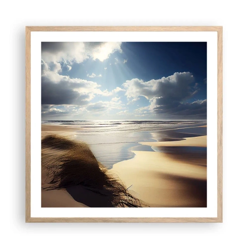 Affiche dans un chêne clair - Poster - Plage, plage sauvage - 60x60 cm