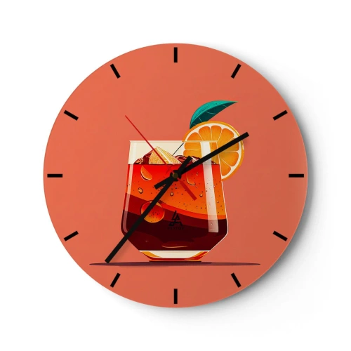 Horloge murale - Pendule murale - Un verre de boisson d'été avec une tranche d'orange et de la glace - 30x30cm - Rafraîchissement d'été - Décoration murale moderne pour le salon, la cuisine et la chambre ARTTOR
