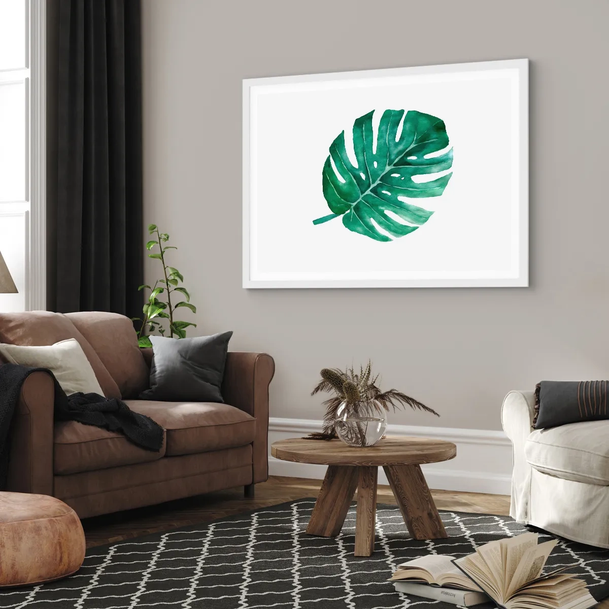 Affiche dans un cadre blanc - Poster - Concept vert - 70x50 cm